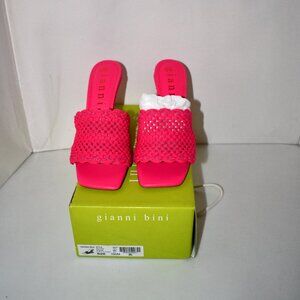 Gianni Bini Regina Crochet Square Toe Wedge Slides Flirty Fuchsa Size: 9 NIB